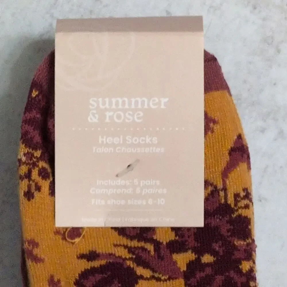 NWT Summer & Rose Multicolored Ankle Heel Socks 5 Pairs Size 8 10